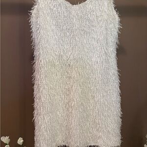 White Feathered Sleeveless Dress
